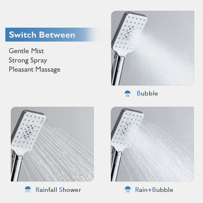 Decaura Square Shower Head Set  Black/Chrome Separate Water Inlet Wall Tapware