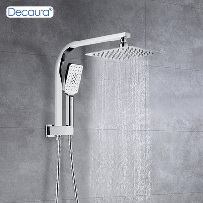 Decaura Shower Head Set square chrome 20cm rain shower head gooseneck shower arm