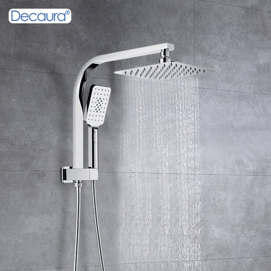 Decaura Shower Head Set square chrome 20cm rain shower head gooseneck shower arm