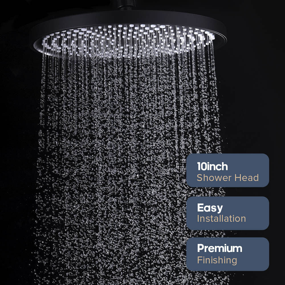 Decaura Rain Shower Head Gooseneck Shower Arm Chrome/Black Round/Square