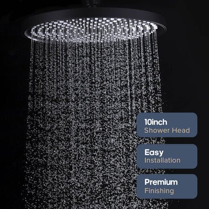 Decaura Rain Shower Head Gooseneck Shower Arm Chrome/Black Round/Square