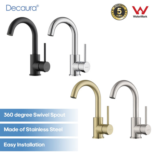 Decaura Bathroom Basin Vanity Mixer Tap Brushed Nickel/Chrome/Black/Brushed Gold