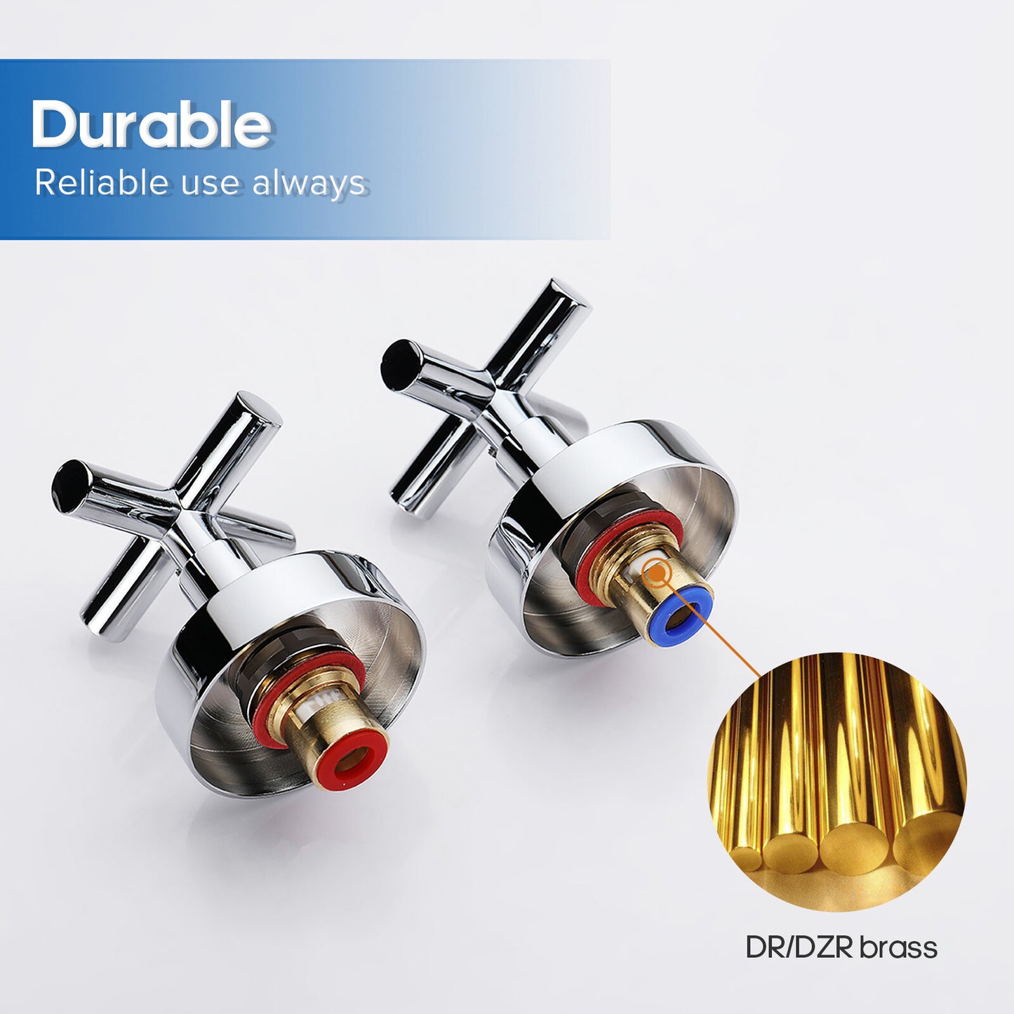 Decaura Brass Shower Taps 1/4 Turn Hot Cold Twin Mixer Tap Chrome/Black/Gold