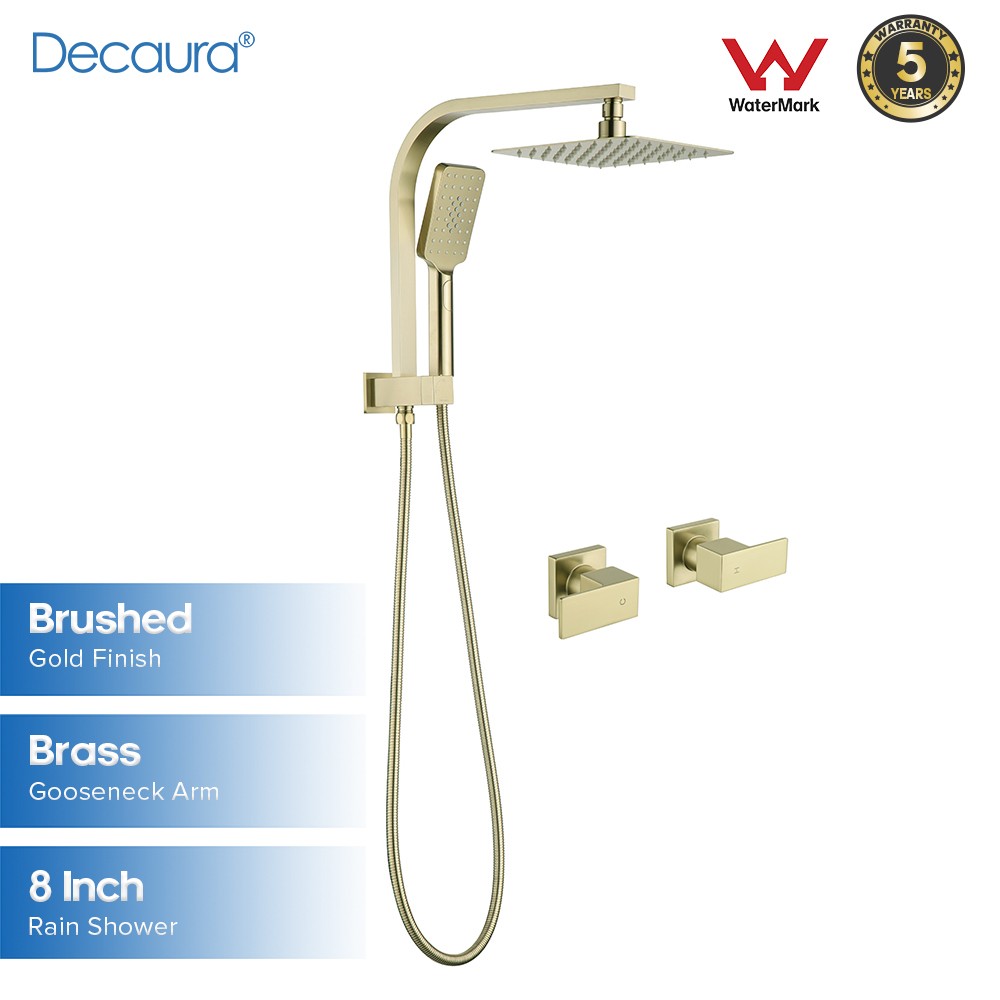 Decaura 8" Rain Shower Head Set 2 in 1 System Wall Tapware Shower Taps Square