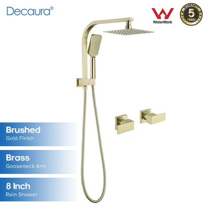 Decaura 8" Rain Shower Head Set 2 in 1 System Wall Tapware Shower Taps Square