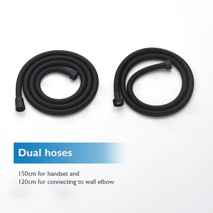 Decaura 10" Rain Shower Head Set Black Round Gooseneck Shower Arm Wall Tapware