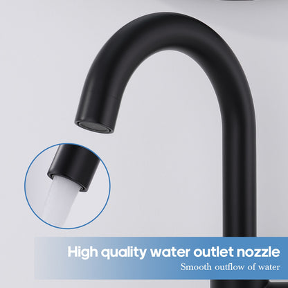 Decaura Black Basin Mixer Tap Swivel Arm Bathroom Vanity Sink Faucet Round Form