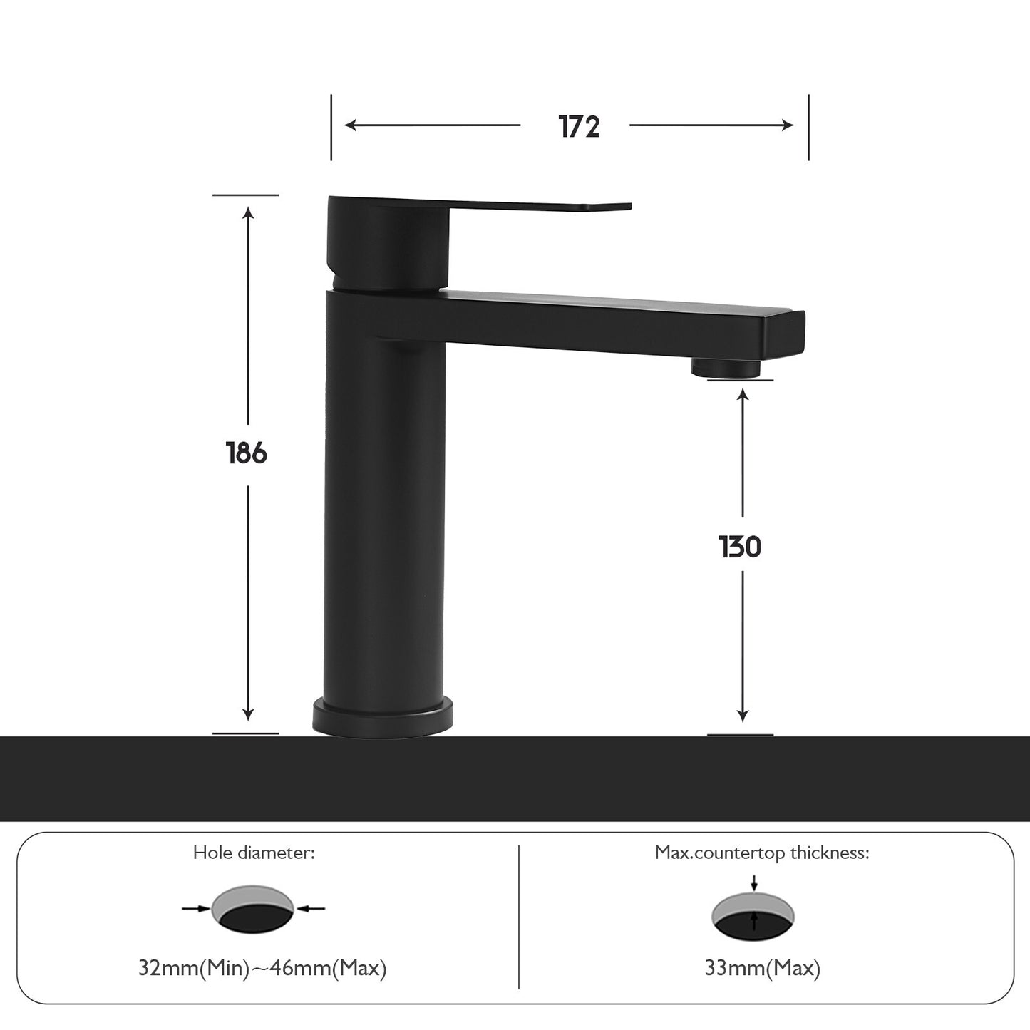 Decaura Bathroom Basin Sink Vanity Mixer Tap Black Chrome Brushed Gold