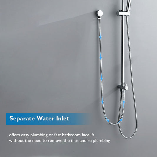 WELS 9" Rain Shower Head Set Separate Water Inlet Elbow Chrome Round Rail