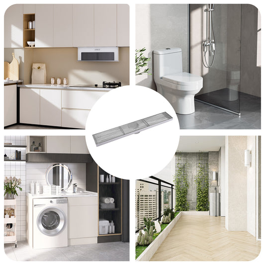 Decaura Shower Drain Grate Strip Linear Floor Waste 600mm Brushed Nickel