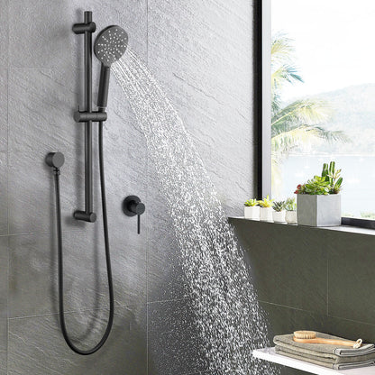 Decaura Shower Rail Set Black Hand Held Head On Sliding Bar Shower Mixer Tap