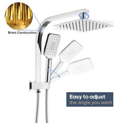 Decaura Shower Head Set 2 in 1 System Gooseneck Arm Chrome Wall Mount Mixer Taps