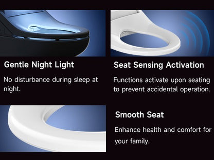 AQUATIZ D-Shaped Smart Bidet Seat, Auto Open/Close Lid, Oscillating Wash