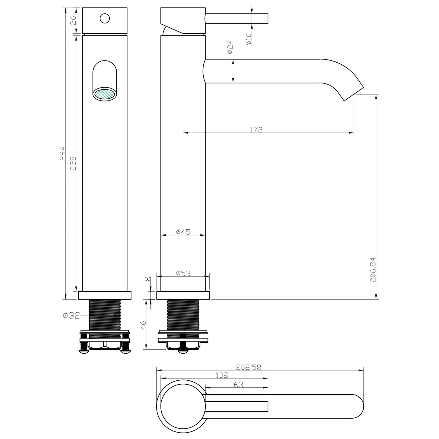 Decaura Tall Bathroom Basin Mixer Tap Chrome Gooseneck Spout for Countertop