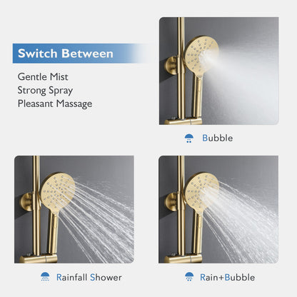 Decaura 9" Rain Shower Head Set Brushed Gold Separate Water Inlet Elbow Round