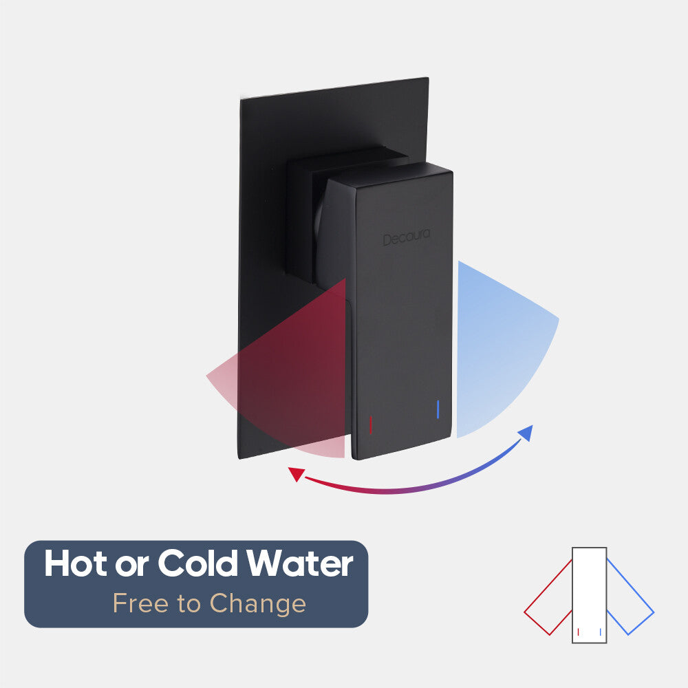 Decaura 10" Rain Shower Head Set Black Square with/without Shower Taps Bathroom