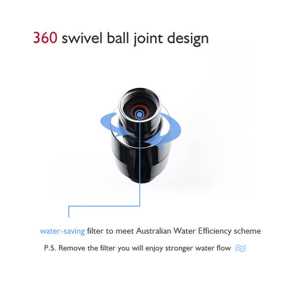 Decaura Rain Shower Head Gooseneck Shower Arm Chrome/Black Round/Square