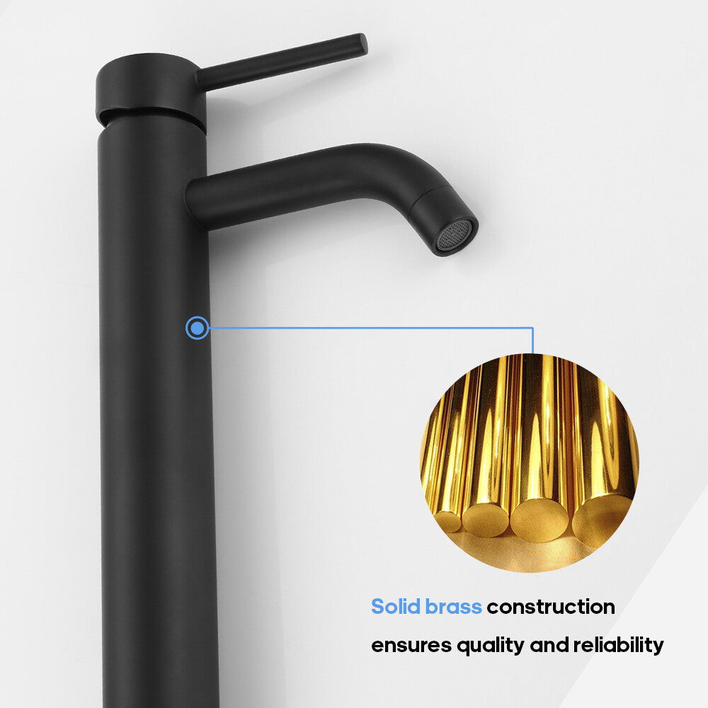 Decaura Tall Bathroom Basin Mixer Tap Black Sink Taps Brass Faucet Round Vanity