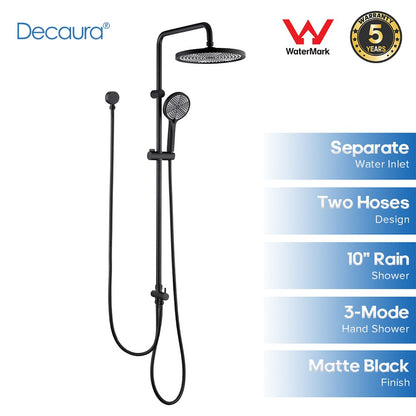 Decaura 10" Rain Shower Head Set Black with Separate Water Inlet Elbow