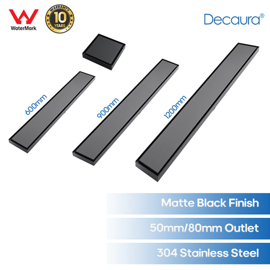 Decaura Tile Insert Shower Drain Grate Floor Waste Black 304 Stainless Steel