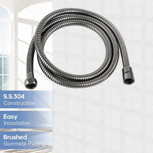 Decaura Watermark Flexible Shower Hose 1.5m Brushed Gunmetal Stainless Steel