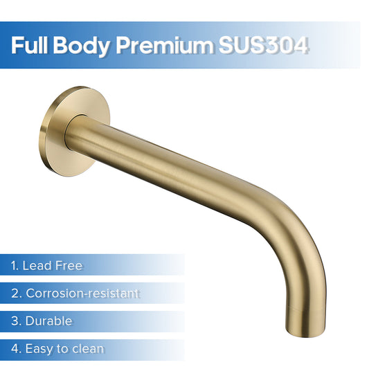 Decaura Bath Spout and Shower Taps 1/4 Turn Brushed Gold Cross Handle Bathroom