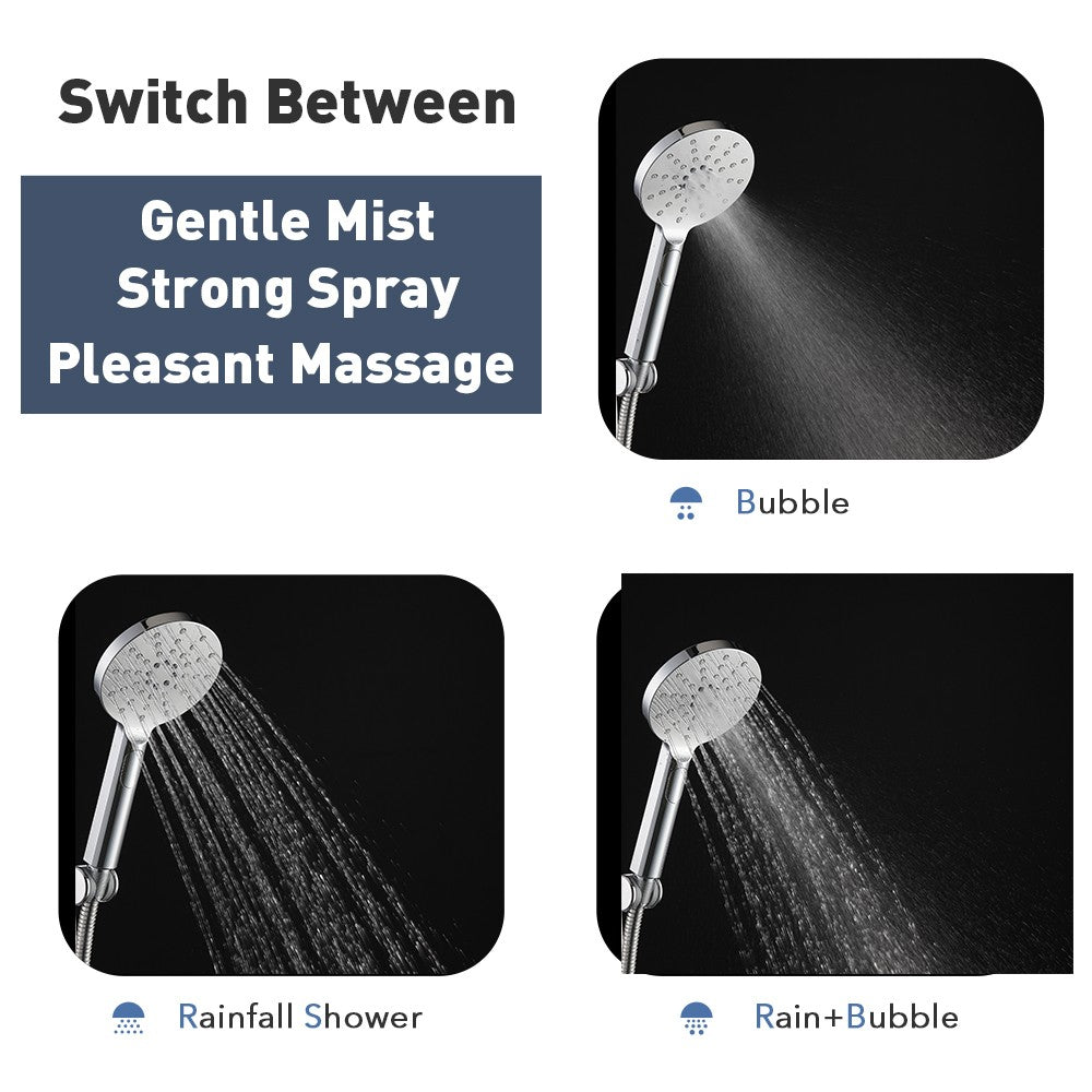Decaura Hand Held Shower Head 3/4/5-Mode Spray Bathroom Round/Square Bathroom