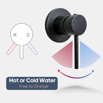 Decaura Black 9" Rain Shower Head Set Gooseneck Arm Round Shower Taps Wall Mount