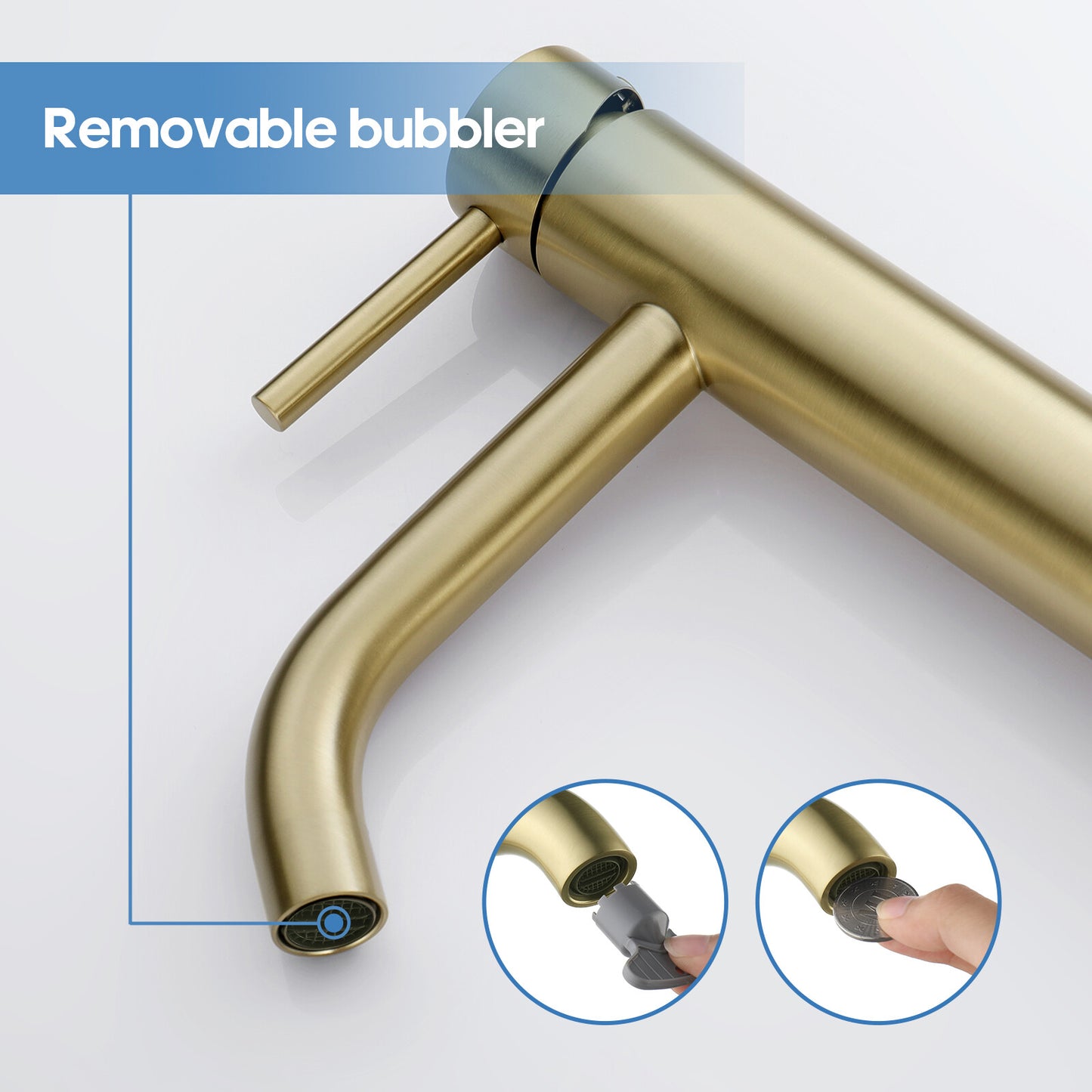 Decaura Basin Mixer Tap Bathroom and Pop Up Waste with Overflow Brushed Gold