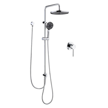 Decaura 10" Rain Shower Head Set Chrome Round Gooseneck Shower Arm Wall Tapware