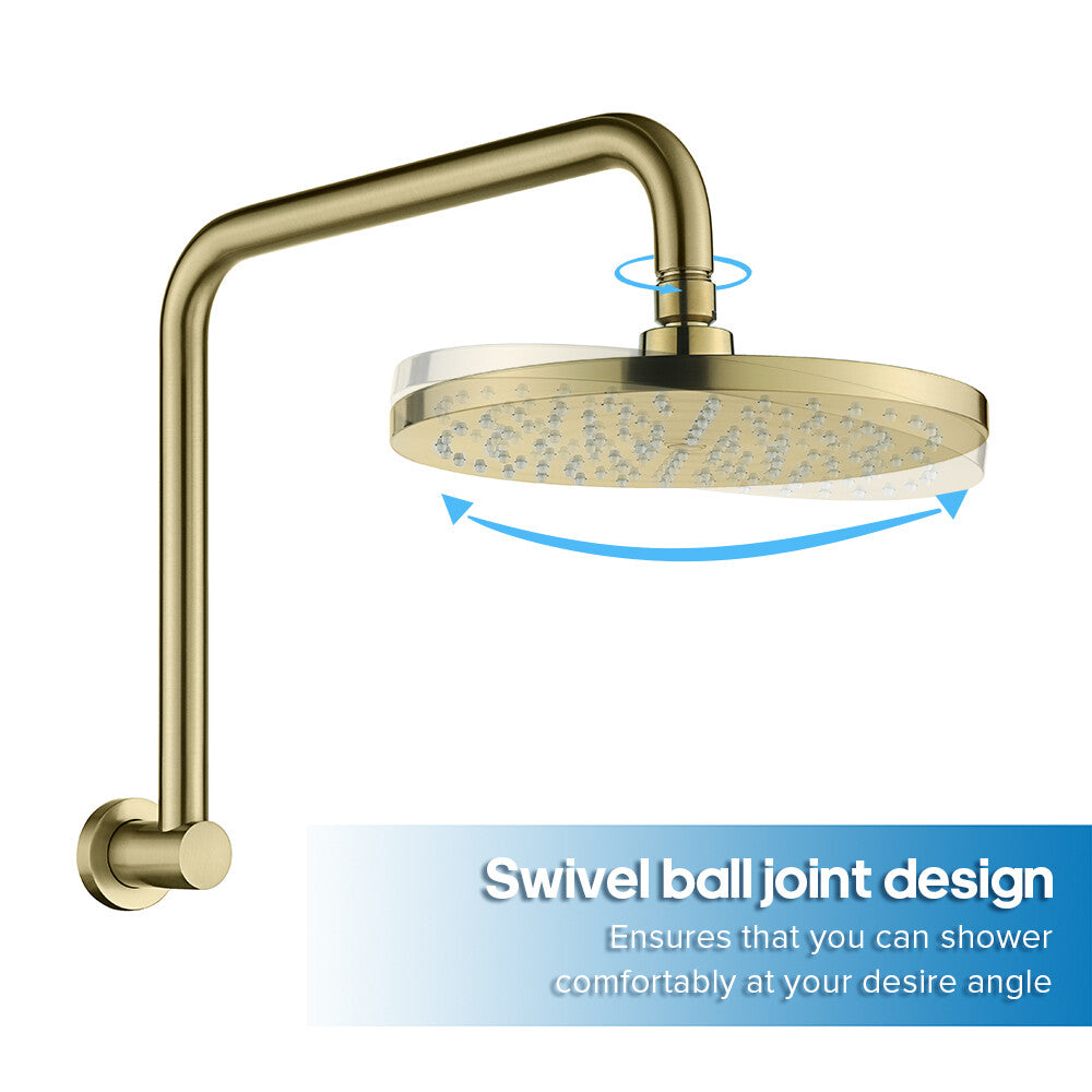 Decaura Shower Head Set Brushed Gold Round Rail Set Shower Mixer Tap Wall Mount