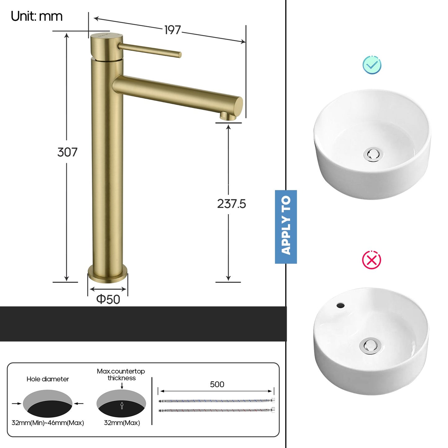 Decaura Bathroom Basin Mixer Tap with Pop Up Waste Chrome/Black/Brushed Gold