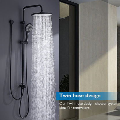 WELS 10 Inch Rain Shower Head Set Gooseneck Round Shower Mixer Tap Cross Handle