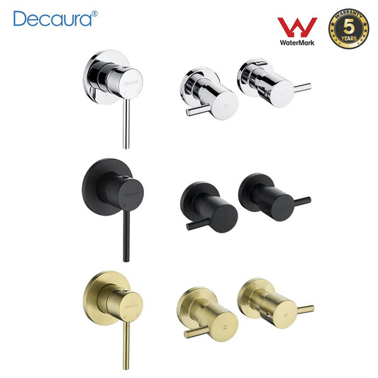 Decaura Shower Mixer Tap Valve Wall Tapware Chrome/Black/Gold 1/4 Turn Twin Taps