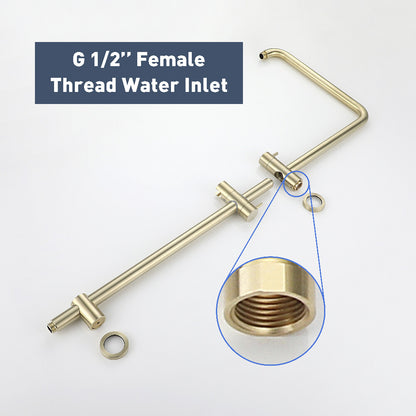 Decaura Shower Head Set Gooseneck Arm Brushed Gold/Black/Chrome Wall Tapware