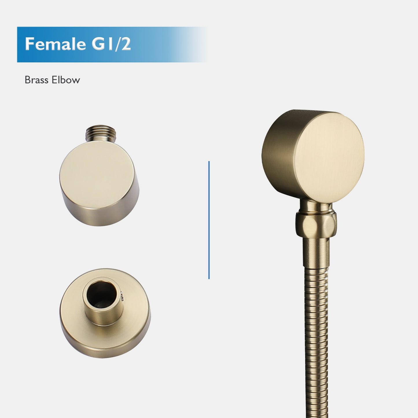 Decaura Shower Head Set Brushed Gold Round Rail Set Shower Mixer Tap Wall Mount