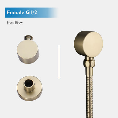 Decaura Shower Head Set Brushed Gold Round Rail Set Shower Mixer Tap Wall Mount