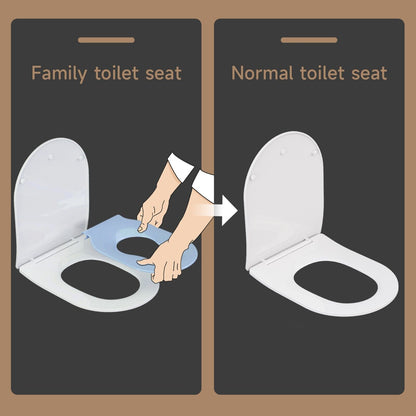 AQUATIZ D-Shaped Family Toilet Seat with Built-in Potty Training Seat Child Seat