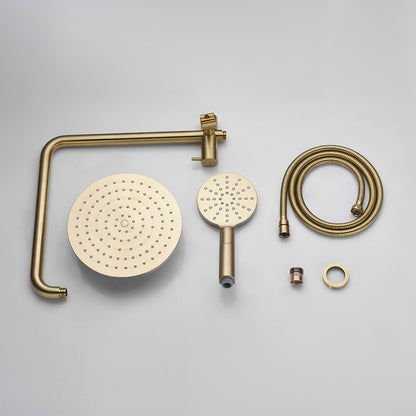 Decaura 9" 2 in 1 Shower Head Set Brushed Gold Gooseneck Arm Wall Tapware Mixer