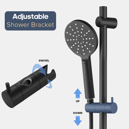 Decaura Shower Rail Set Black Hand Held Head On Sliding Bar Shower Mixer Tap
