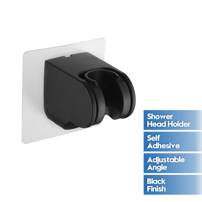 Hand Held Shower Head Set Black Square with Adhesive Head Holder and 1.5m Hose