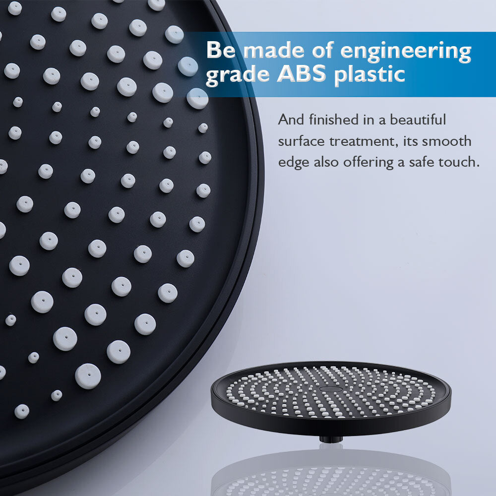 Decaura 10" Rain Shower Head and Brass Gooseneck Shower Arm Set Round Black