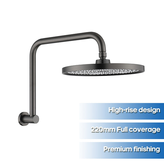 Decaura 10" Rain Shower Head Set Gooseneck Arm Shower Mixer Tap Brushed Gunmetal