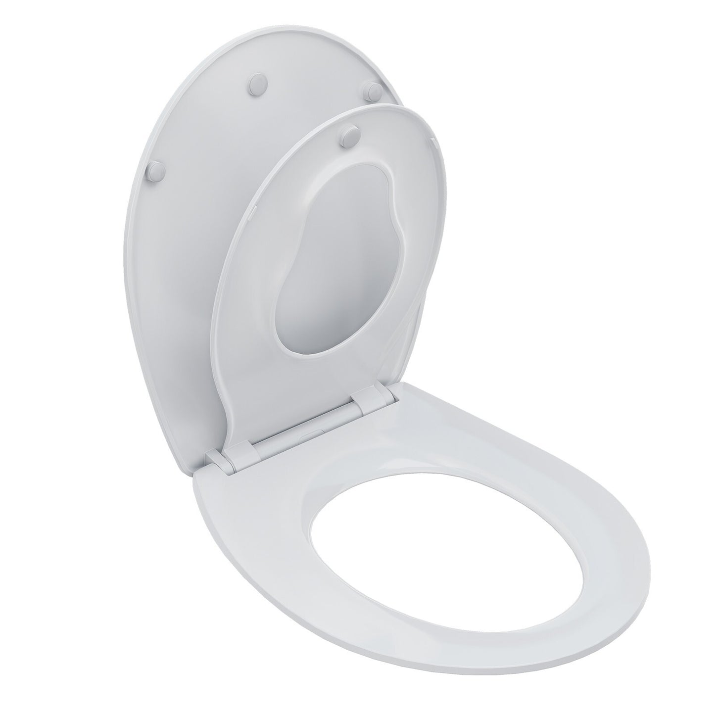 AQUATIZ Blue D-Shaped Family Toilet Seat with Built-in Potty Training Seat
