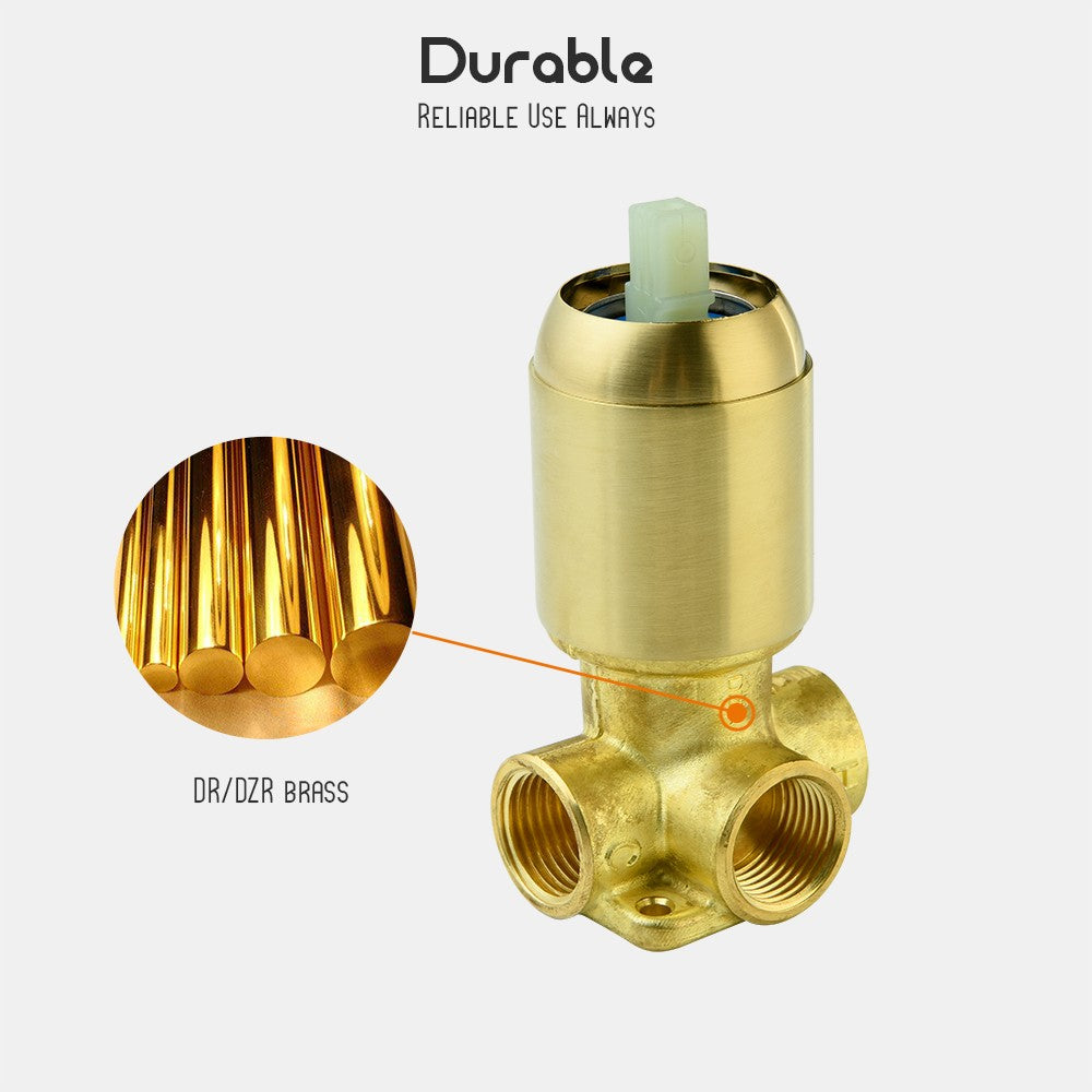 Decaura Shower Head Set Brushed Gold Round Rail Set Shower Mixer Tap Wall Mount