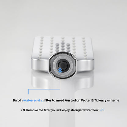 Decaura hand held shower head set 3-mode shower handset square chrome bathroom