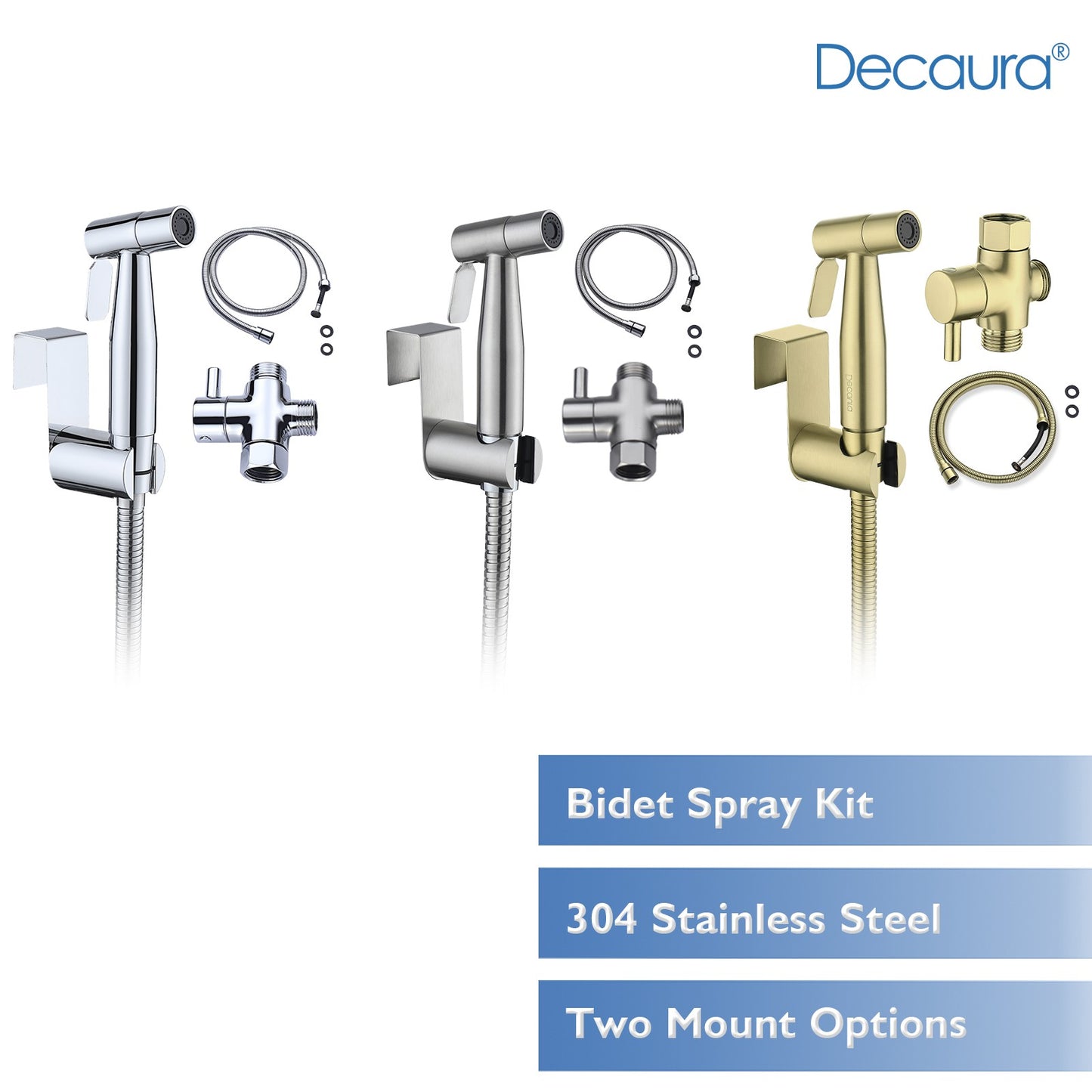 Decaura Handheld Douche Bidet Spray Kit Chrome/Brushed Gold/Brushed Nickel