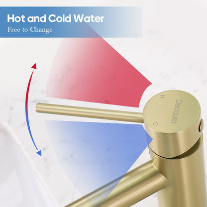 Decaura Bathroom Basin Mixer Tap Brushed Gold Stainless Steel Lead Free