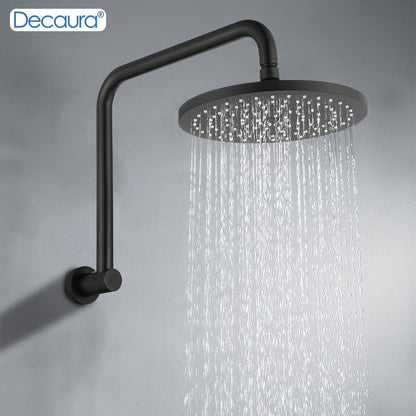 Decaura Black 9" Rain Shower Head Set Gooseneck Arm Round Shower Taps Wall Mount
