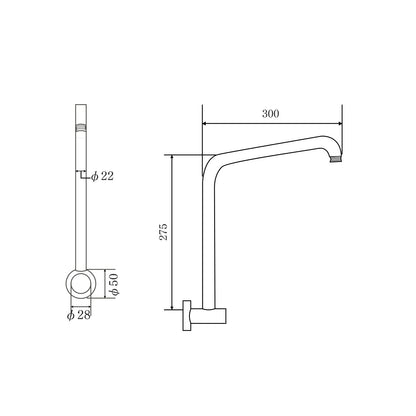 Decaura Rain Shower Head Gooseneck Shower Arm Chrome/Black Round/Square